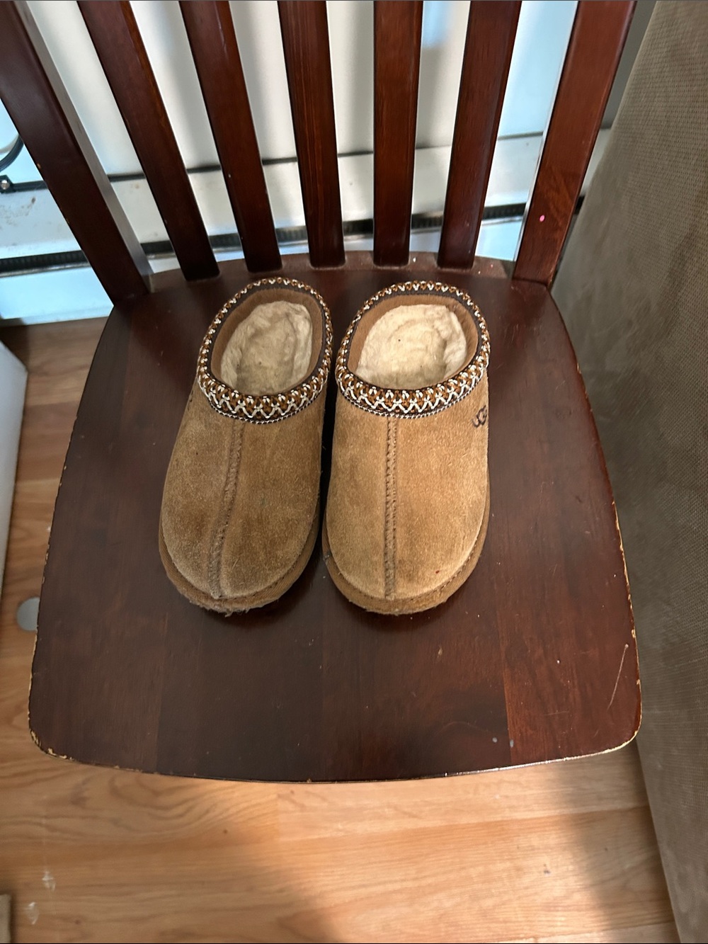 Kids Brown Suede Slip-On Clog with Shearling Lining